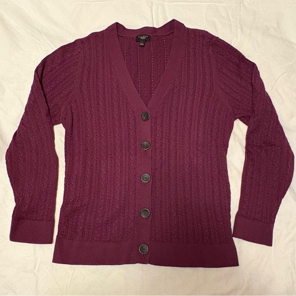 Talbots Sweaters - Talbots Cabled Cotton Cardigan